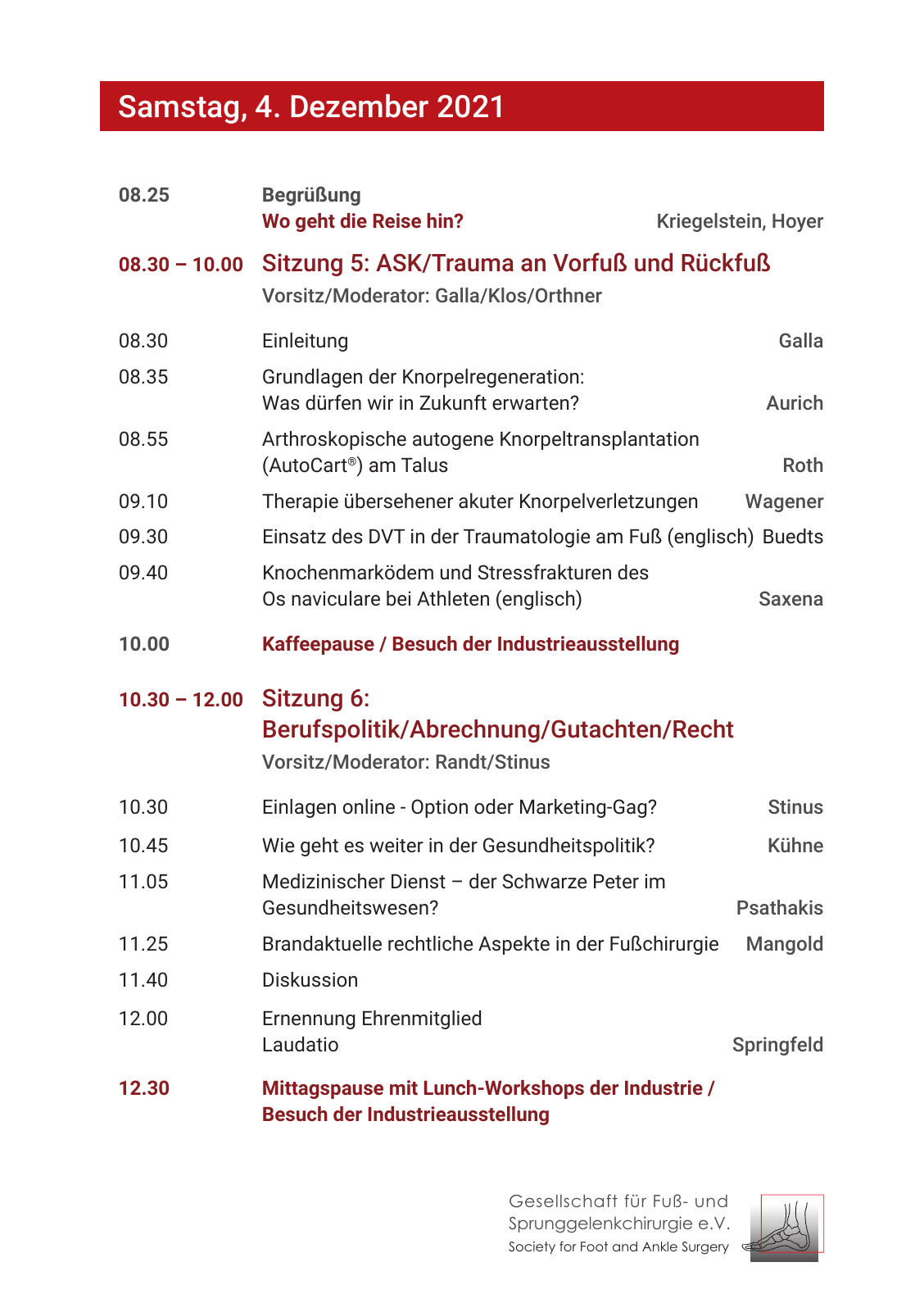Vorschau 29. Internationales Symposium  für Fußchirurgie, München Seite 5